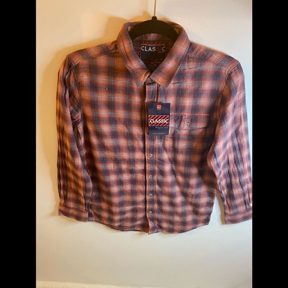 💧Classic Rugged wear long sleeve flannel shirt Size:5-6